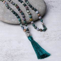 108 Mala Beads Indian Agate Buddha Head Cleansing Bracelet