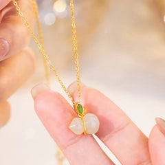 925 Sterling Silver Hetian Jade Gourd Necklace Pendant