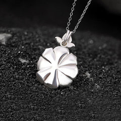 999 Sterling Silver Peony Flower Pearl Healing Necklace Pendant