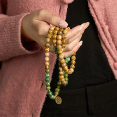 108 Mala Beads Natural Stone Picture Jasper Turquoise Lotus Bracelet