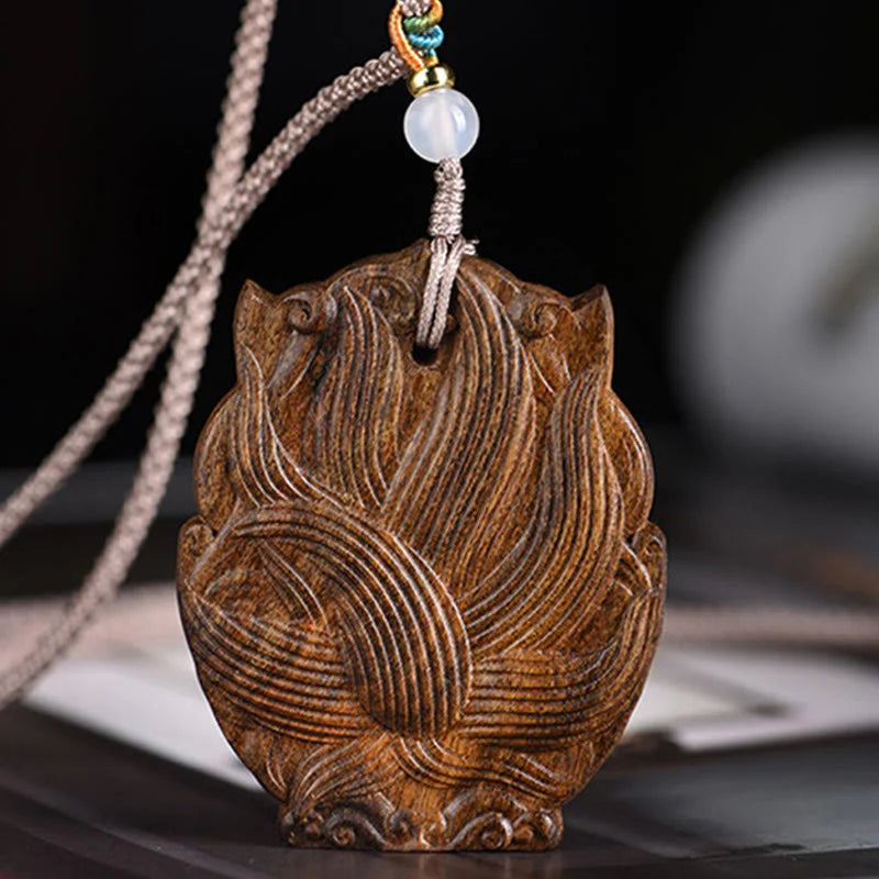 Agarwood Nine Tailed Fox Balance Necklace Pendant