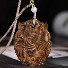 Agarwood Nine Tailed Fox Balance Necklace Pendant