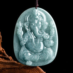 Natural Jade Elephant Protection Amulet Necklace Pendant