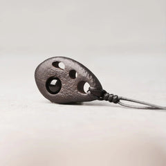 Ebony Wood Hollow Inlaid Obsidian Necklace Pendant for Peace and Calm