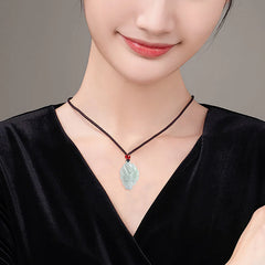 Natural Jade Nine-Tailed Fox Luck and Prosperity Necklace Pendant