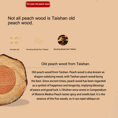 Peach Wood Cinnabar Om Mani Padme Hum Chinese Zodiac Black String Necklace Pendant