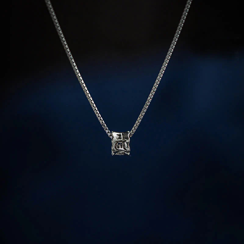 925 Sterling Silver Tibetan Mantra Engraved Love Focus Necklace Pendant