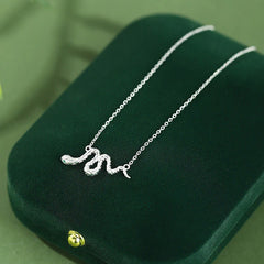925 Sterling Silver Snake-themed Calm Jewelry Set (Necklace Pendant, Ring, Earrings)