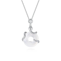 Chalcedony Peace Buckle 925 Sterling Silver Good Luck Character Zodiac Snake Positive Necklace Pendant