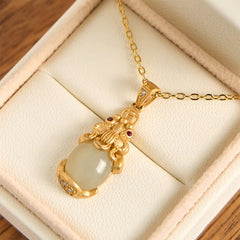 White Jade PiXiu Wealth Luck Chain Necklace Pendant