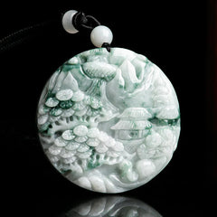 Renbeads Mountain Landscape Jade Abundance String Necklace