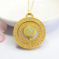 Hetian Jade Hundred Blessings 'Fu' Character Rotatable Necklace Pendant