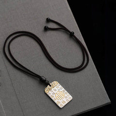 Silver Plated Copper Good Luck Rope Necklace Pendant with Auspicious Clouds and Symbol