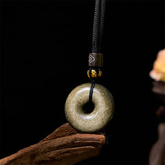 Natural Gold Sheen Obsidian Peace Buckle Necklace Pendant