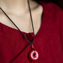 Cinnabar Peace Buckle Calm Blessing Necklace Pendant
