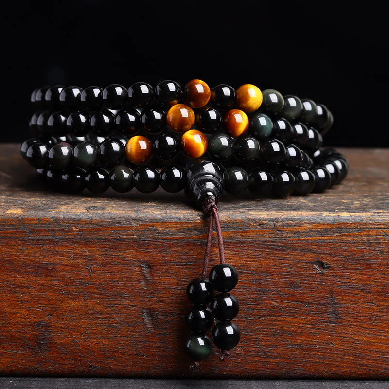 108 Mala Beads Black Obsidian Ice Obsidian Fulfillment Bracelet