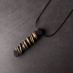 Tibet Ebony Wood Copper Balance Peace Necklace Pendant