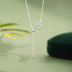 925 Sterling Silver Snake Balance Necklace Pendant and Earrings Set