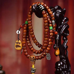 Tibet 108 Beads Yak Bone Dzi Bead Mala for Strength