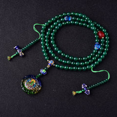 108 Mala Beads Natural Green Agate Spiritual Charm Bracelet
