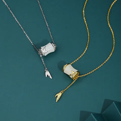 Renbeads 925 Sterling Silver 22K Gold Hetian White Jade Bamboo Leaf Luck Necklace Pendant Bracelet