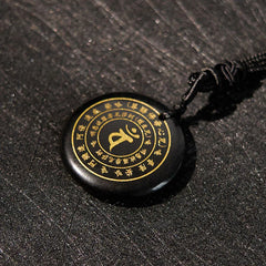 Sanskrit Mantra Various Crystal Black Obsidian Green Aventurine Strength Necklace Pendant
