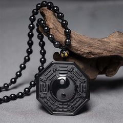 Black Obsidian Yin Yang Pendant Necklace