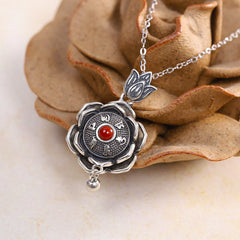 925 Sterling Silver Om Mani Padme Hum Lotus Peace Necklace Pendant and Earrings