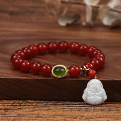 Natural Red Agate Buddha-themed Success Bracelet