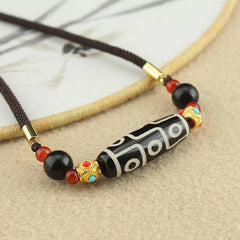 Tibetan Nine Eye Dzi Bead Protection Blessings String Necklace Pendant