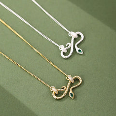 999 Sterling Silver Snake Coiling Infinite Symbol Blessing Necklace Pendant