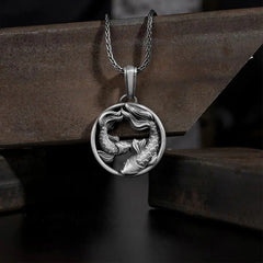 Pure Tin Double Koi Fish Wealth Necklace Pendant