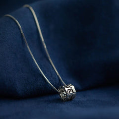 925 Sterling Silver Tibetan Mantra Engraved Love Focus Necklace Pendant