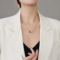 925 Sterling Silver Retro Tang Dynasty Flower Design Luck Energy Chain Necklace Pendant