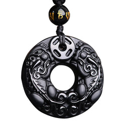 Pixiu Obsidian Wealth Pendant Necklace
