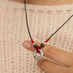 999 Sterling Silver Snake-themed Round Agarwood Protection Necklace Pendant