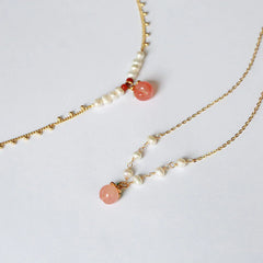 Gold-plated Copper Natural Agate Pearl Positive Jewelry Set