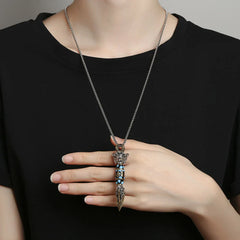 Tibet Om Mani Padme Hum Dzi Bead Dorje Vajra Pattern Rotatable Wealth Necklace Pendant