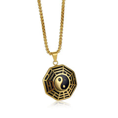 Titanium Steel Bagua Yin Yang Pattern Balance Necklace Pendant
