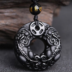 Pixiu Obsidian Wealth Pendant Necklace