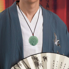 Natural Jade Peacock Luck and Prosperity Necklace Pendant