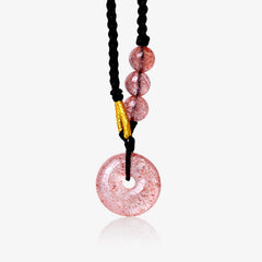 Renbeads Strawberry Quartz Chalcedony Peace Buckle Healing Necklace Pendant