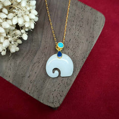 White Jade Elephant Luck Necklace Pendant