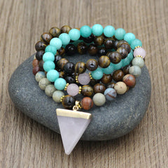 108 Beads Natural Stone Tiger Eye Mala Healing Bracelet