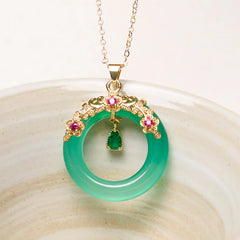 Green Chalcedony Peace Buckle Necklace Pendant