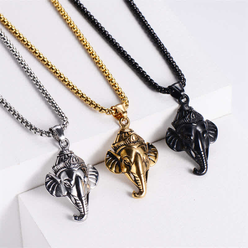 Elephant Titanium Steel Protection Pendant Necklace