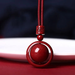 Cinnabar Om Mani Padme Hum PiXiu Blessing Lucky Bead Necklace Pendant