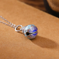 999 Sterling Silver Om Mani Padme Hum Engraved Gourd Design Wisdom Necklace Pendant