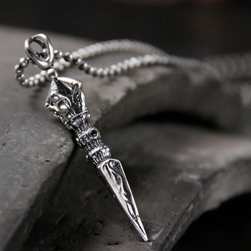 925 Sterling Silver Dorje Vajra Enlightenment Necklace Pendant