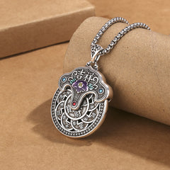 Peony Flower Copper Coins Wealth Necklace Pendant